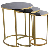 Set of 3 tables Alexandra House Living Black Golden Wood-6