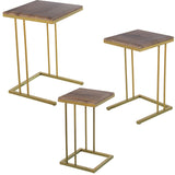 Set of 3 tables Alexandra House Living Brown Golden Wood-1