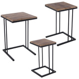 Set of 3 tables Alexandra House Living Brown Black Wood-1