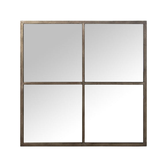 Wall mirror Alexandra House Living Champagne Metal Window 7 x 80 x 80 cm-0