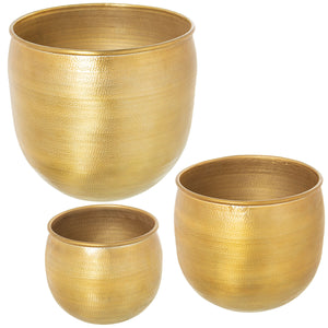 Set of Planters Alexandra House Living Golden Aluminium (3 Pieces)-0