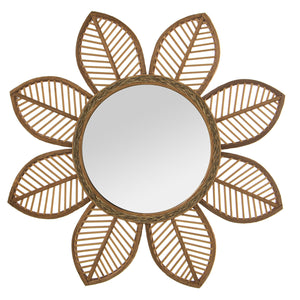 Wall mirror Alexandra House Living Natural Bamboo Natural Fibre Flower 3 x 67 x 68 cm Circular-0