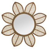 Wall mirror Alexandra House Living Natural Bamboo Natural Fibre Flower 3 x 67 x 68 cm Circular-0