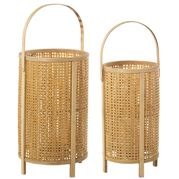 Lantern set Alexandra House Living Brown Bamboo 30 x 51 x 30 cm 24 x 47 x 24 cm 2 Pieces-0