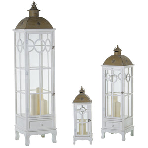 Lanterns Alexandra House Living White Wood Crystal Fir wood (3 Pieces)-0