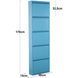 Shoe Rack Alexandra House Living Blue 50 x 170 x 15 cm 5 drawers-1