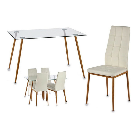 Table set with 4 chairs Gift Decor Davi 70 x 75 x 120 cm Metal Crystal-0