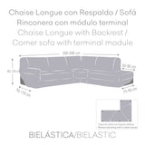 Right long arm chaise longue cover Eysa ROC Beige 110 x 120 x 500 cm-3