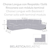 Right long arm chaise longue cover Eysa ROC Candied Chestnut Light brown 110 x 120 x 500 cm-3