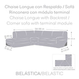 Left long arm chaise longue cover Eysa ROC Brown 110 x 120 x 500 cm-3