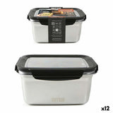 Hermetic Lunch Box Quttin Rectangular Stainless steel Silver Steel 2,6 L (12 Units)-0