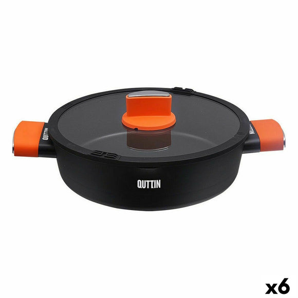 Casserole with glass lid Quttin Gastro Black Orange 36,5 x 27 x 8,5 cm (6 Units)-0