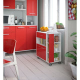 Kitchen Trolley Red White ABS (80 x 39 x 87 cm)-3