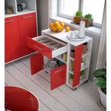 Kitchen Trolley Red White ABS (80 x 39 x 87 cm)-1