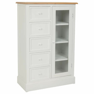 Chest of drawers Alexandra House Living White Natural Paolownia wood MDF Wood 35 x 110 x 72 cm-0