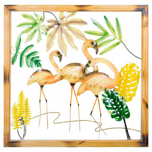 Wall Decoration Alexandra House Living Multicolour Metal Pink flamingo 4 x 87 x 87 cm-0