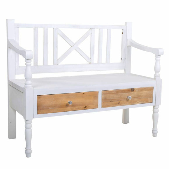 Bench Alexandra House Living White Natural Wood Fir wood 48 x 87 x 104 cm With boxes-0