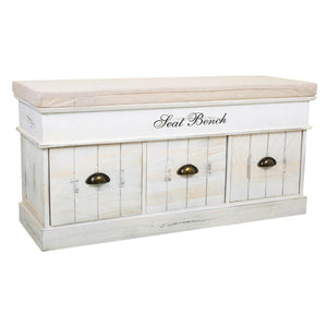 Storage chest with seat Alexandra House Living White Paolownia wood MDF Wood 35 x 50 x 102 cm-0