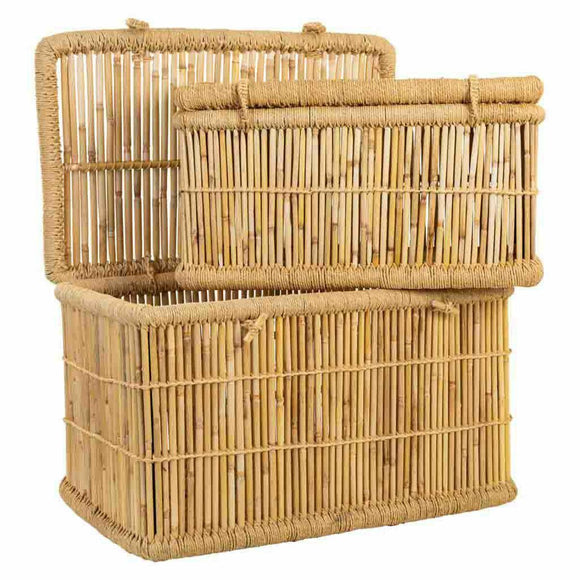 Set of Baskets Alexandra House Living Natural Bamboo Rope 52 x 40 x 70 cm 62 x 42 x 32 cm 2 Pieces-0