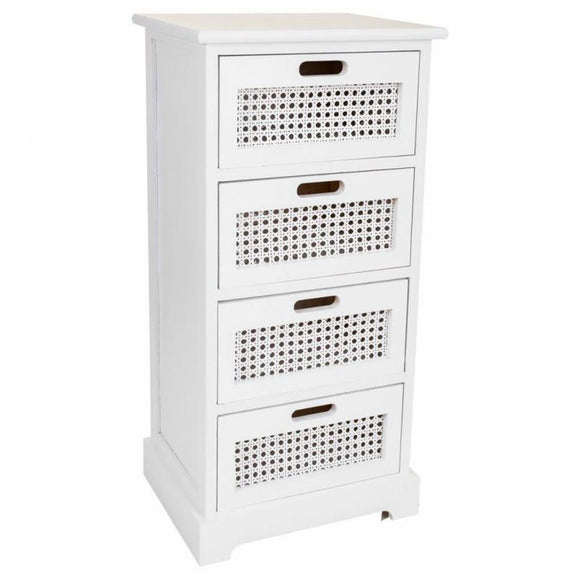 Chest of drawers Alexandra House Living White Cane Paolownia wood MDF Wood 29 x 75 x 35 cm-0