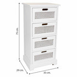 Chest of drawers Alexandra House Living White Cane Paolownia wood MDF Wood 29 x 75 x 35 cm-1