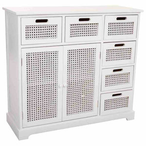 Sideboard Alexandra House Living White Paolownia wood MDF Wood 33 x 78 x 86 cm-0