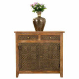 Sideboard Alexandra House Living Natural Brass Mango wood 33 x 102 x 102 cm-4