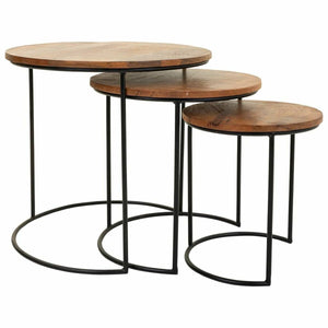 Set of 3 tables Alexandra House Living Natural Iron Mango wood 53 x 54 x 53 cm-0