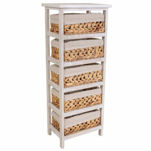 Chest of drawers Alexandra House Living White Cloth Water hyacinth Paolownia wood 25 x 88 x 35 cm-0