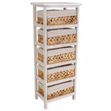 Chest of drawers Alexandra House Living White Cloth Water hyacinth Paolownia wood 25 x 88 x 35 cm-0