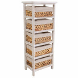 Chest of drawers Alexandra House Living White Cloth Water hyacinth Paolownia wood 25 x 88 x 35 cm-3