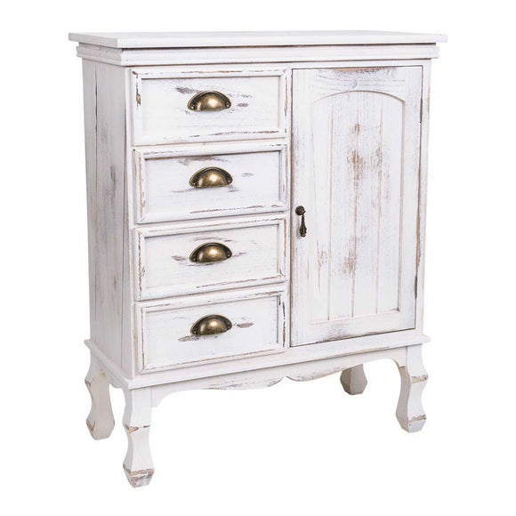 Hall Table with Drawers Alexandra House Living White Paolownia wood 30 x 80 x 65 cm-0