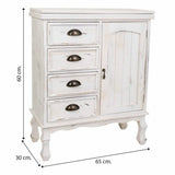 Hall Table with Drawers Alexandra House Living White Paolownia wood 30 x 80 x 65 cm-1