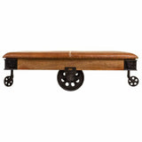 Centre Table Alexandra House Living Leather Wood Iron 90 x 52 x 165 cm-7