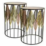 Set of 2 tables Alexandra House Living Golden Iron 47 x 72 x 47 cm-0