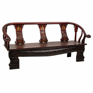 Bench Alexandra House Living Rattan Elm wood 64 x 95 x 210 cm-0