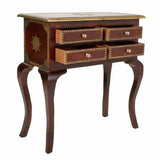 Hall Table with Drawers Alexandra House Living Dark brown Brass Mango wood MDF Wood 33 x 73 x 71 cm-2