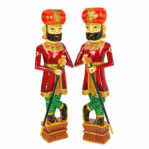 Decorative Figure Alexandra House Living Mango wood Ethnic 20 x 90 x 31 cm 2 Pieces-0