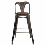 Stool Alexandra House Living Brown Black Leather Iron 53 x 105 x 49 cm-7