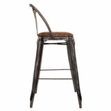 Stool Alexandra House Living Brown Black Leather Iron 53 x 105 x 49 cm-6