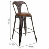 Stool Alexandra House Living Brown Black Leather Iron 53 x 105 x 49 cm-1