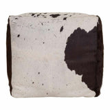 Pouffe Alexandra House Living White Black Leather 40 x 40 x 40 cm-4