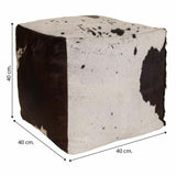 Pouffe Alexandra House Living White Black Leather 40 x 40 x 40 cm-1