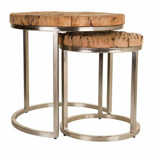 Set of 2 tables Alexandra House Living Natural Iron Mango wood-0