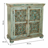 Console Alexandra House Living Blue Mango wood 40 x 90 x 90 cm-5