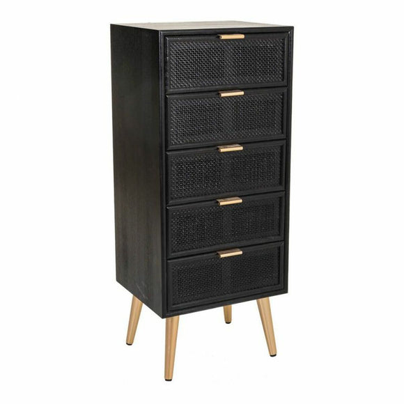 Chest of drawers Alexandra House Living Black Golden MDF Wood-0