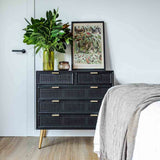 Chest of drawers Alexandra House Living Black Golden MDF Wood-7