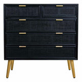 Chest of drawers Alexandra House Living Black Golden MDF Wood-6