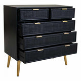 Chest of drawers Alexandra House Living Black Golden MDF Wood-5