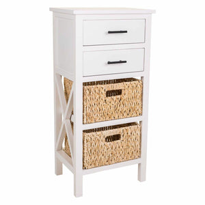 Chest of drawers Alexandra House Living White MDF Wood Natural Fibre 92 x 32 x 44 cm-0